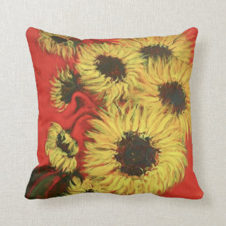 Red and Yellow Sunflower Throw Pillow