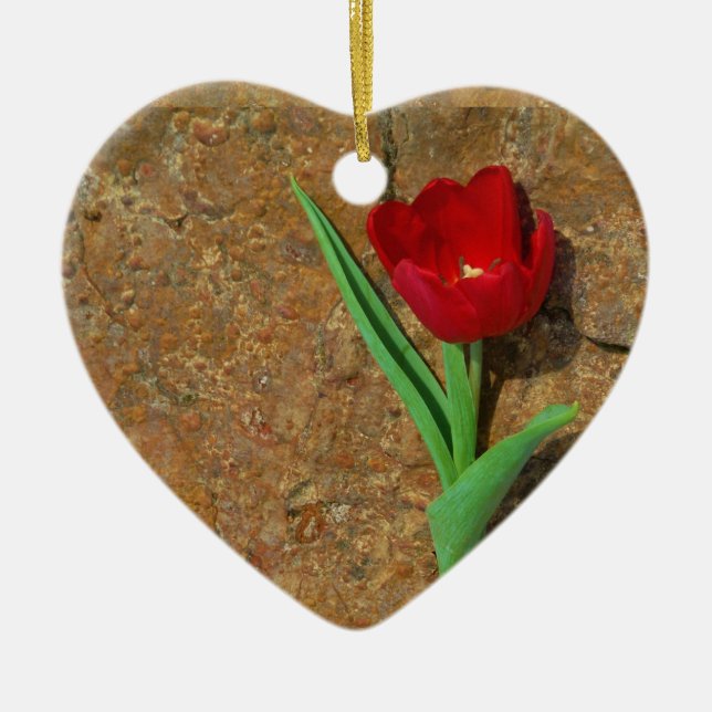 Red and Yellow Tulip Ceramic Ornament (Front)