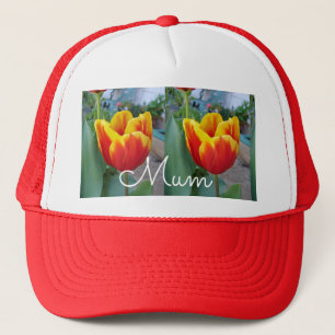Red and Yellow Tulip floral Garden Photo Mum Trucker Hat