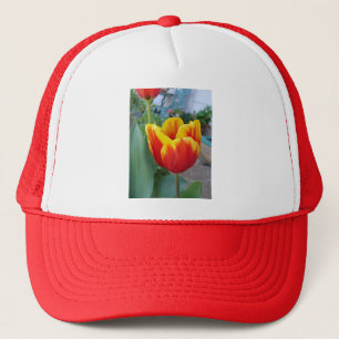 Red and Yellow Tulip floral Garden Photo Trucker Hat