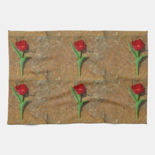 Red and Yellow Tulip Kitchen Towel
