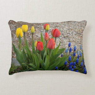 Red And Yellow Tulips Accent Pillow