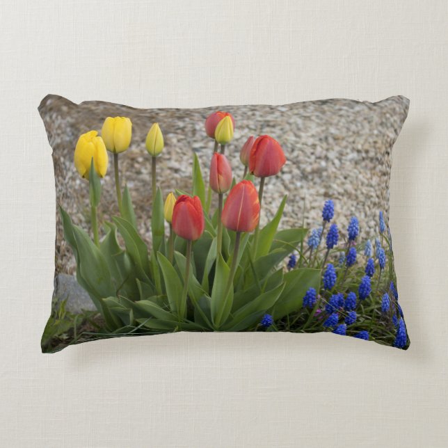 Red And Yellow Tulips Accent Pillow (Front)