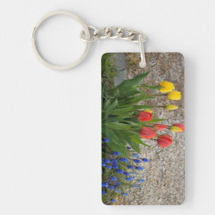 Red And Yellow Tulips Keychain