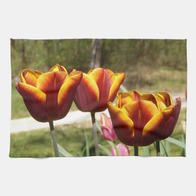 Red and Yellow Tulips Tea Towel (Horizontal)