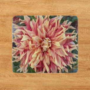 Red and Yellow Variegated Dahlia Bloom Floral Cutting Board
