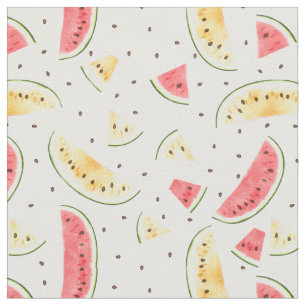 Red and Yellow Watercolor Watermelons Pattern Fabric