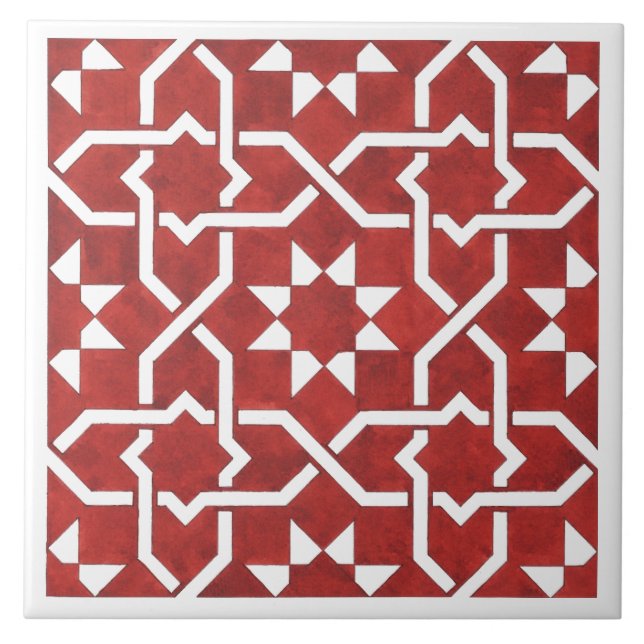 Red Andalusian mosaic SEVILLE Tile (Front)