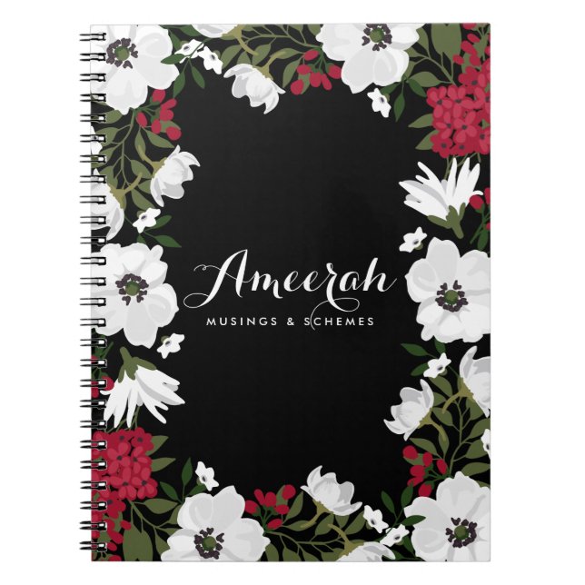 Red Anemone Blooms Personalized Notebook (Front)