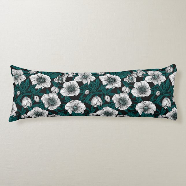 Red anemone garden body pillow (Front)
