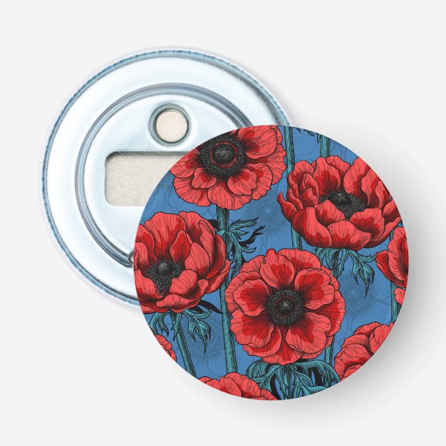 Red anemone garden bottle opener (Front)