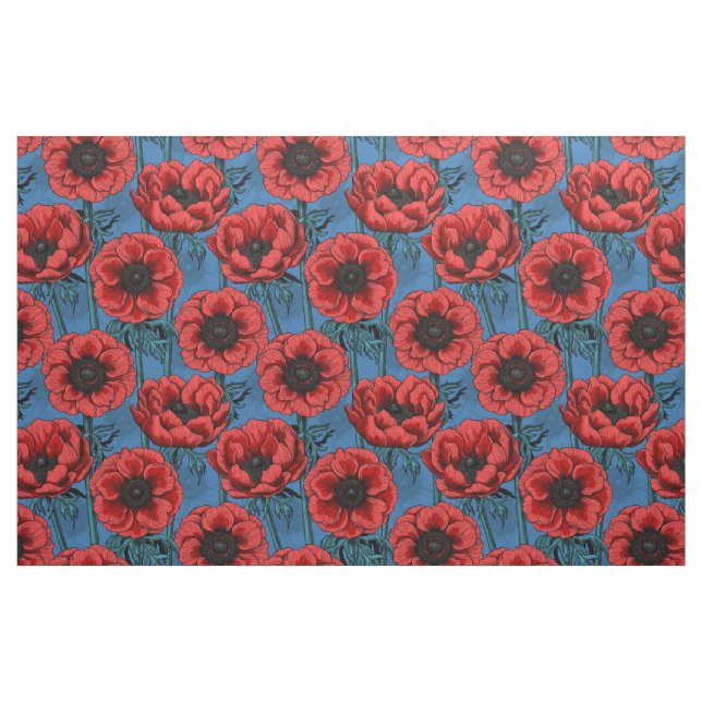 Red anemone garden fabric (Fat Quarter)