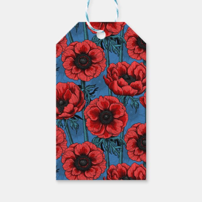 Red anemone garden gift tags (Front)