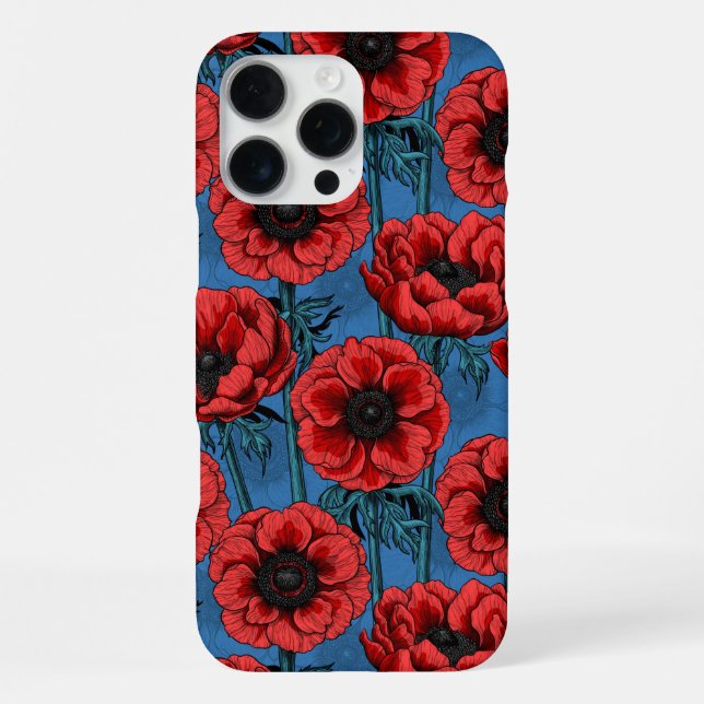 Red anemone garden iPhone case (Back)
