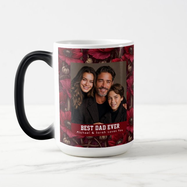 Red Anemones Print Father Luxury Magic Mug (Left)