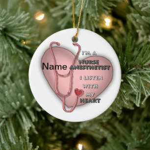 Red Anesthetist Nurse Heart  ornament