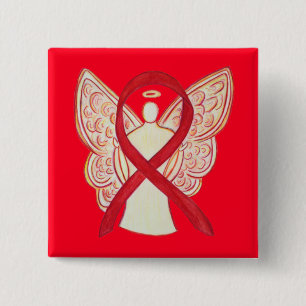 Red Angel Awareness Ribbon Custom Art Pins