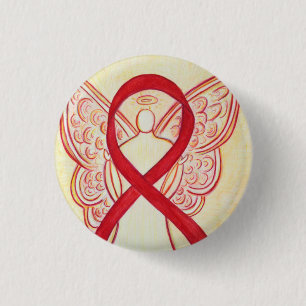 Red Angel Awareness Ribbon Custom Art Pins