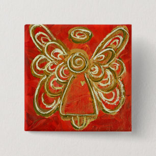 Red Angel Button Pin