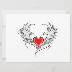 Red Angel Heart with wings Announcement