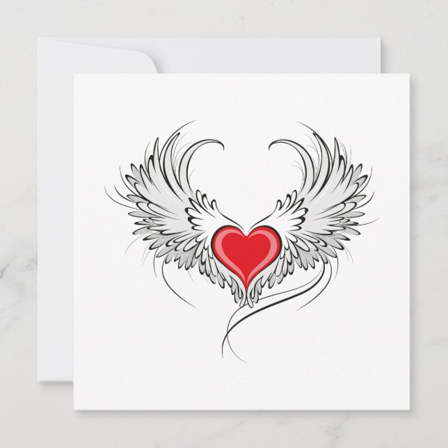 Red Angel Heart with wings Announcement (Front)