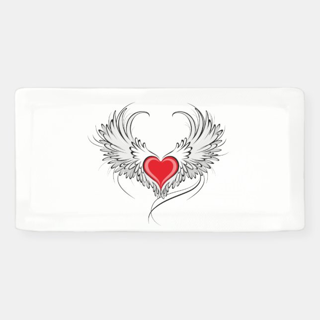 Red Angel Heart with wings Banner (Horizontal)