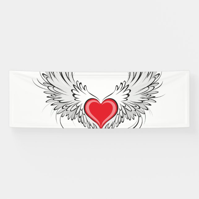Red Angel Heart with wings Banner (Horizontal)