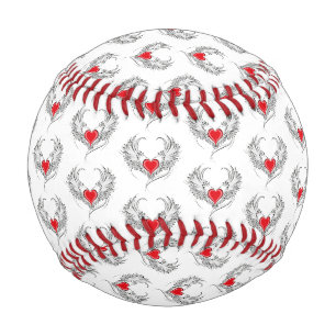 Red Angel Heart with wings Baseball