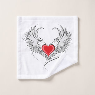 Red Angel Heart with wings Bath Towel Set