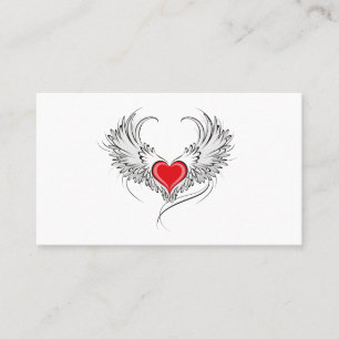 Red Angel Heart with wings Business Card