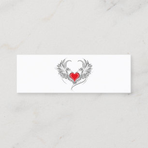 Red Angel Heart with wings Calling Card