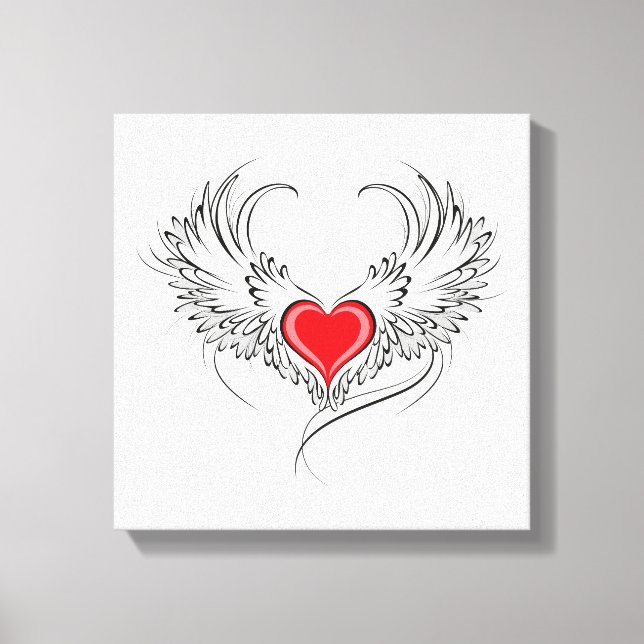 Red Angel Heart with wings Canvas Print (Front)