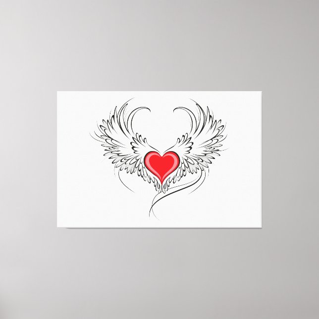 Red Angel Heart with wings Canvas Print (Front)