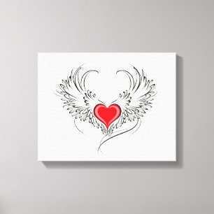 Red Angel Heart with wings Canvas Print
