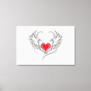 Red Angel Heart with wings Canvas Print