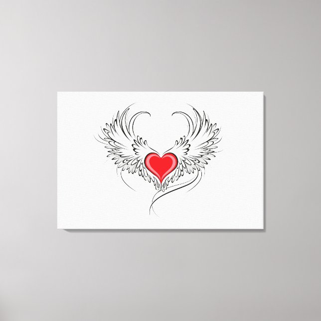 Red Angel Heart with wings Canvas Print (Front)
