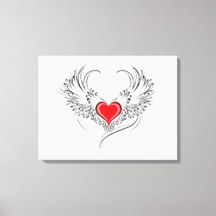 Red Angel Heart with wings Canvas Print