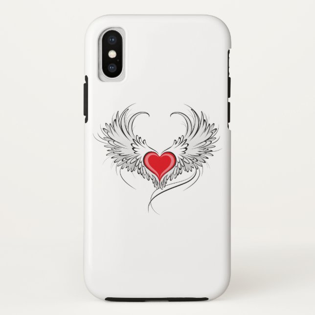 Red Angel Heart with wings Case-Mate iPhone Case (Back)