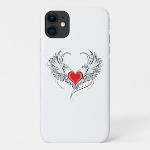 Red Angel Heart with wings iPhone 11 Case