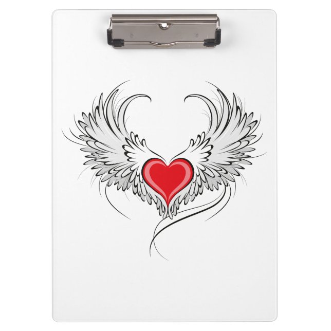 Red Angel Heart with wings Clipboard (Front)