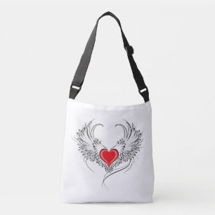 Red Angel Heart with wings Crossbody Bag