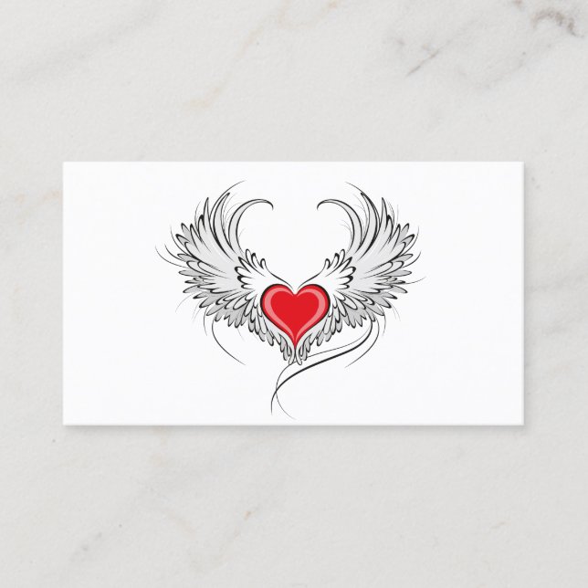 Red Angel Heart with wings Discount Card (Front)