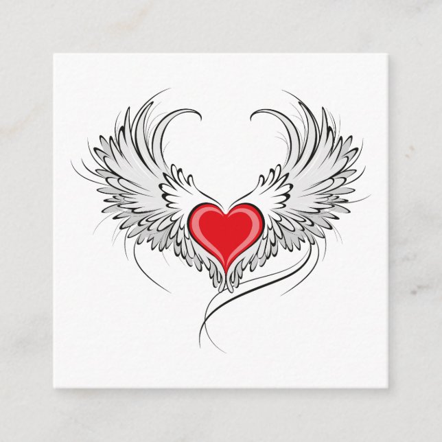Red Angel Heart with wings Enclosure Card (Front)