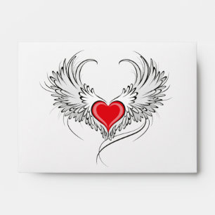 Red Angel Heart with wings Envelope