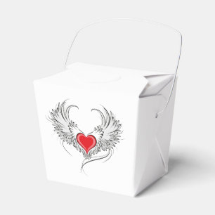 Red Angel Heart with wings Favor Box