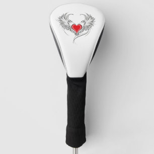 Red Angel Heart with wings Golf Head Cover