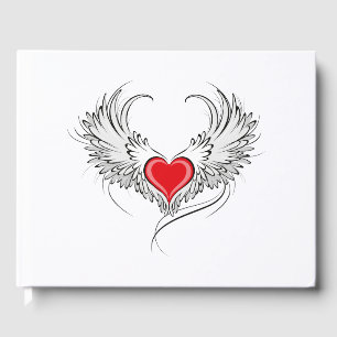 Red Angel Heart with wings Guest Book
