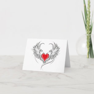 Red Angel Heart with wings Invitation