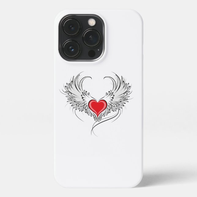 Red Angel Heart with wings iPhone Case (Back)