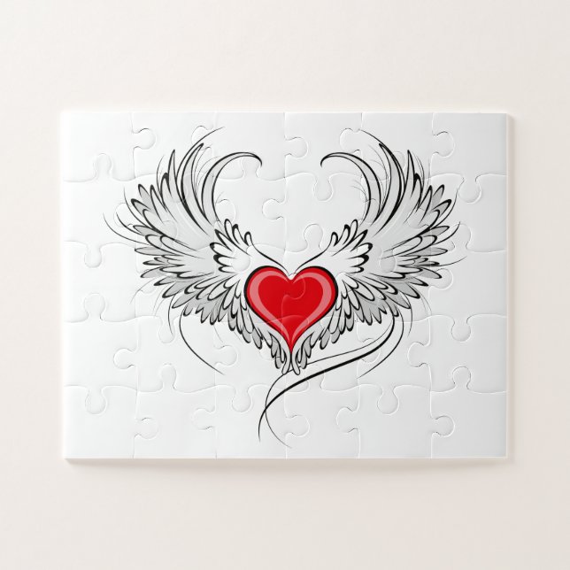 Red Angel Heart with wings Jigsaw Puzzle (Horizontal)
